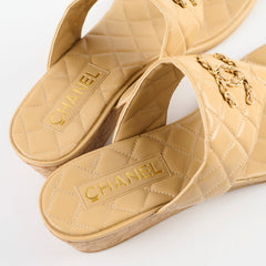 Chanel Quilted Wedge Sandals Beige - Size 40