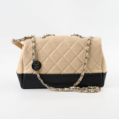 Chanel CC Bicolour Quilted Shoulder Bag Beige/Black