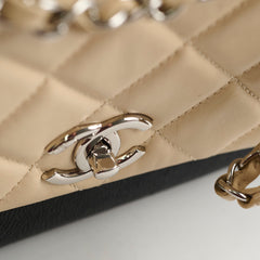 Chanel CC Bicolour Quilted Shoulder Bag Beige/Black