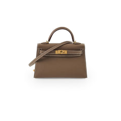 Hermes Mini Kelly Etoupe Epsom GHW K Stamp