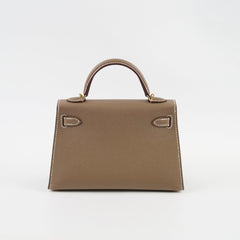 Hermes Mini Kelly Etoupe Epsom GHW K Stamp