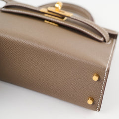 Hermes Mini Kelly Etoupe Epsom GHW K Stamp