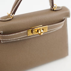 Hermes Mini Kelly Etoupe Epsom GHW K Stamp