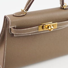Hermes Mini Kelly Etoupe Epsom GHW K Stamp