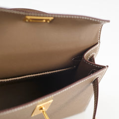 Hermes Mini Kelly Etoupe Epsom GHW K Stamp