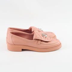 Chanel 21B Turnlock CC Quilted Tab Loafers Pink Lambskin