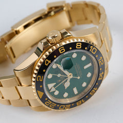 Rolex GMT Master II 40mm 116718LN 18k Yellow Gold Green Dial