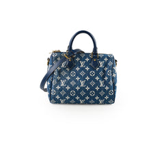 Louis Vuitton Blue Monogram Denim Jacquard Speedy 25 Bandoulière Gold Hardware, 2022
