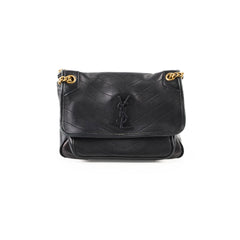 Saint Laurent Niki Medium Chevron Vintage Leather Black