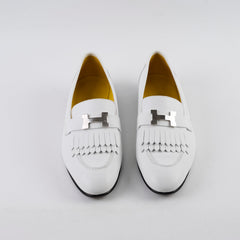 Hermes Royal Loafers White Calfskin K stamp