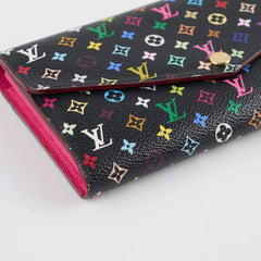 Louis Vuitton & Murakami Monogram Multicolour Sarah Wallet Black