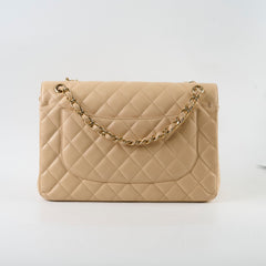 Chanel Double Flap Jumbo Beige Caviar GHW