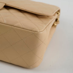 Chanel Double Flap Jumbo Beige Caviar GHW