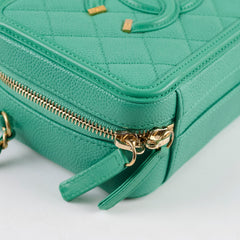 Chanel Mini Filigree Vanity Case Green Caviar