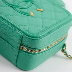 Chanel Mini Filigree Vanity Case Green Caviar