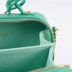 Chanel Mini Filigree Vanity Case Green Caviar