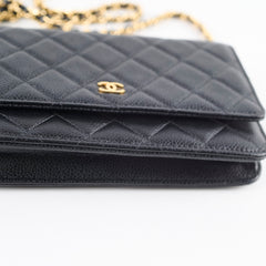 Chanel Classic Wallet on Chain Black Caviar Gold HW (microchip)