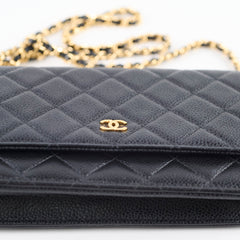 Chanel Classic Wallet on Chain Black Caviar Gold HW (microchip)