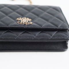Chanel Black Caviar Crystal CC Wallet on Chain (microchip)