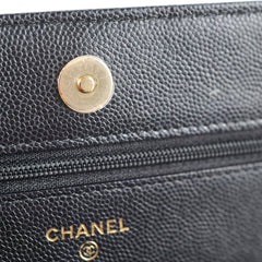 Chanel Black Caviar Crystal CC Wallet on Chain (microchip)