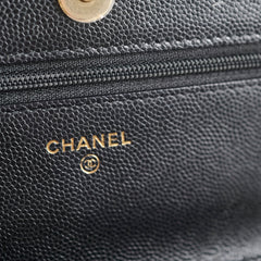 Chanel Black Caviar Crystal CC Wallet on Chain (microchip)