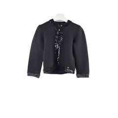 Chanel Black Sequin Wool Cardigan Size 40