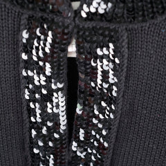 Chanel Black Sequin Wool Cardigan Size 40