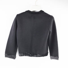 Chanel Black Sequin Wool Cardigan Size 40