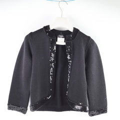 Chanel Black Sequin Wool Cardigan Size 40