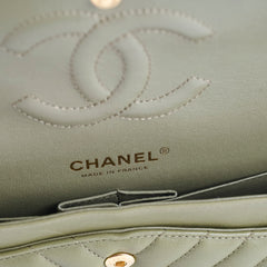 Chanel Medium Classic Flap Khaki Green Chevron Calfskin GHW