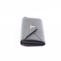 Prada Envelope Long Saffiano Black Wallet