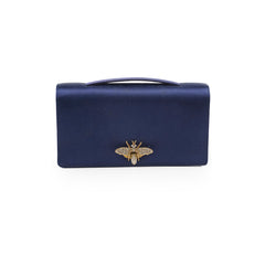 Dior Lady Bee Clutch Satin Navy Blue