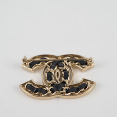 Chanel Black/Gold CC Logo Brooch Costume Jewellery