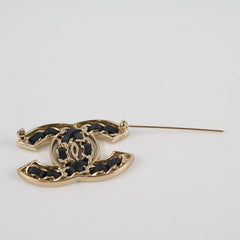 Chanel Black/Gold CC Logo Brooch Costume Jewellery