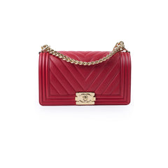 Chanel Old Medium Boy Red Chevron