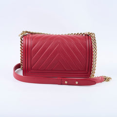 Chanel Old Medium Boy Red Chevron