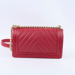 Chanel Old Medium Boy Red Chevron