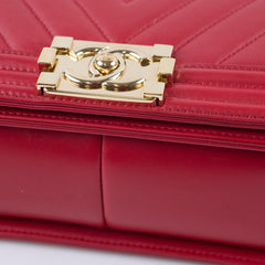 Chanel Old Medium Boy Red Chevron