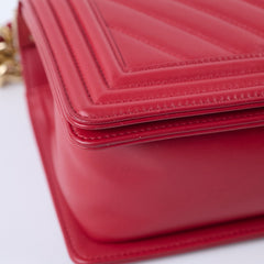 Chanel Old Medium Boy Red Chevron