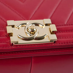 Chanel Old Medium Boy Red Chevron