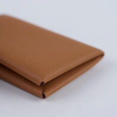Hermes Calvi Card Holder Epsom Leather Gold- B stamp