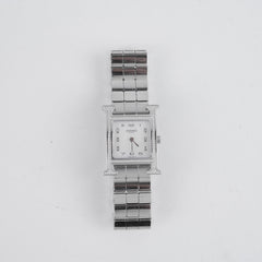 Hermes H Heure Watch Small Model MOP Dial Steel Strap