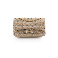 Chanel Beige Tweed Medium Double Flap Classic 10 series