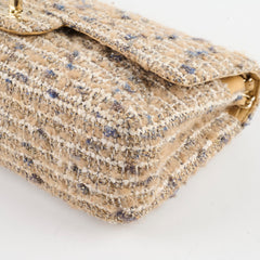 Chanel Beige Tweed Medium Double Flap Classic 10 series