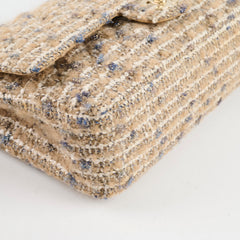 Chanel Beige Tweed Medium Double Flap Classic 10 series