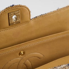 Chanel Beige Tweed Medium Double Flap Classic 10 series