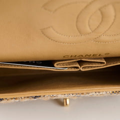 Chanel Beige Tweed Medium Double Flap Classic 10 series
