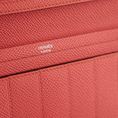 Hermes Bearn Wallet Epsom Rouge Casaque/Flamingo - Stamp Square Q