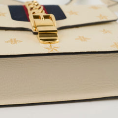 Gucci Sylvie Small Leather Gold Bee & Star Shoulder bag Ivory