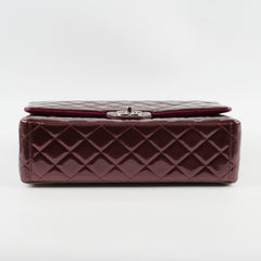 Chanel Maxi Classic Flap Burgundy Striated Quilted Patent Leather bag